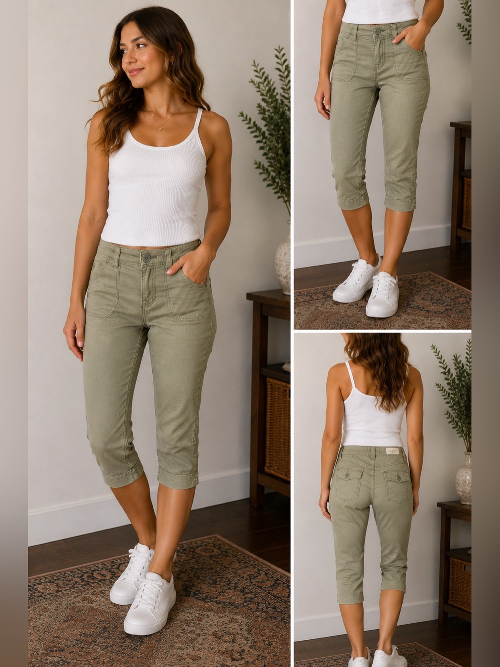 Aeropostale Sage Green High-Rise Capris